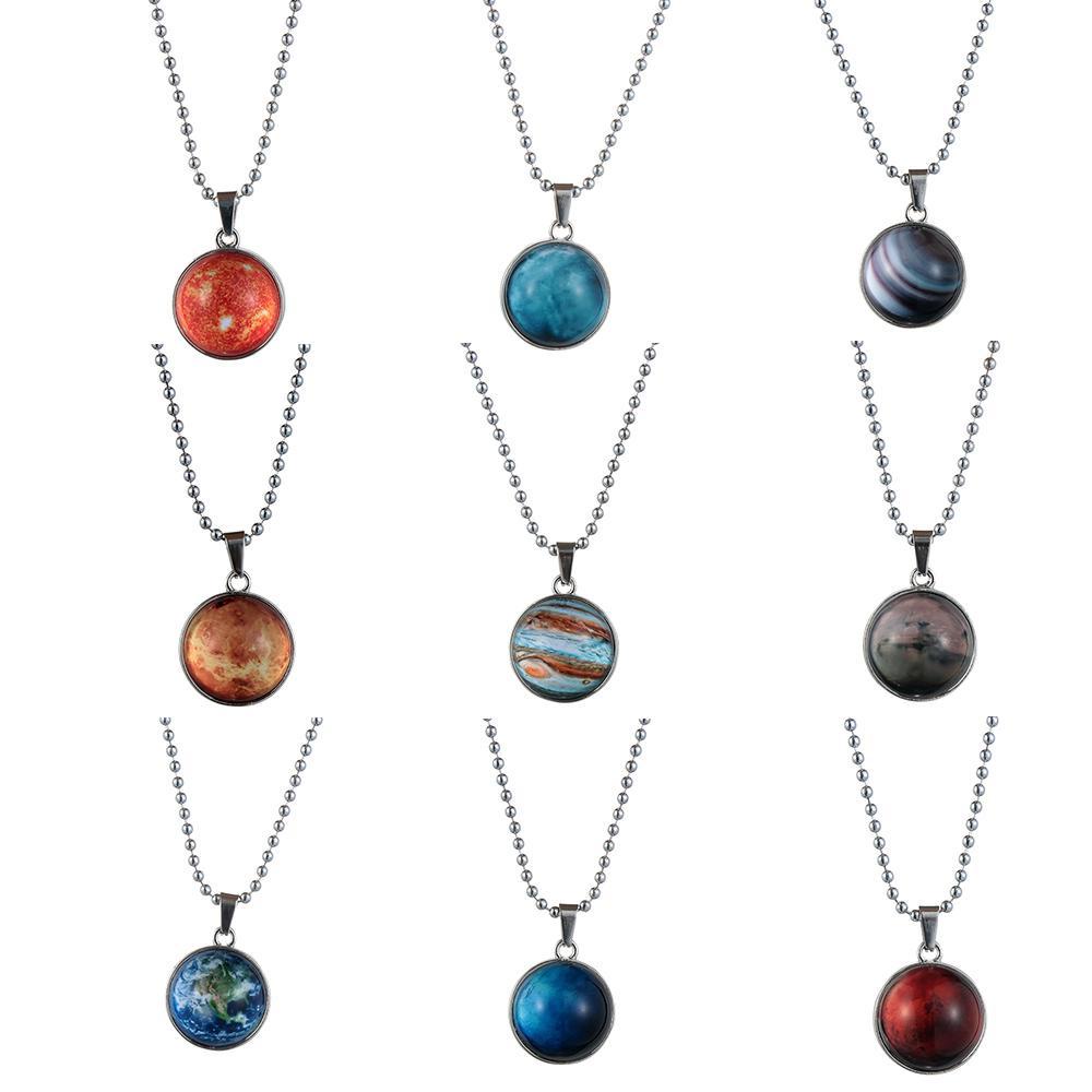 Vòng cổ Hai Mặt Họa Tiết Thiên Hà Hệ Mặt Trời Thời Trang