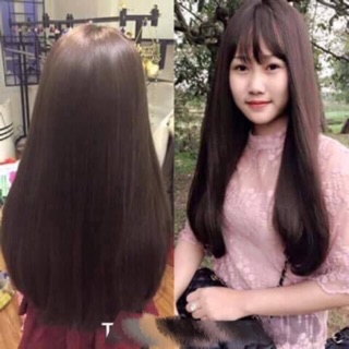 Tóc giả- tóc nguyên đầu thẳng cúp đuôi - tặng chùm đầu lưới - hình thật