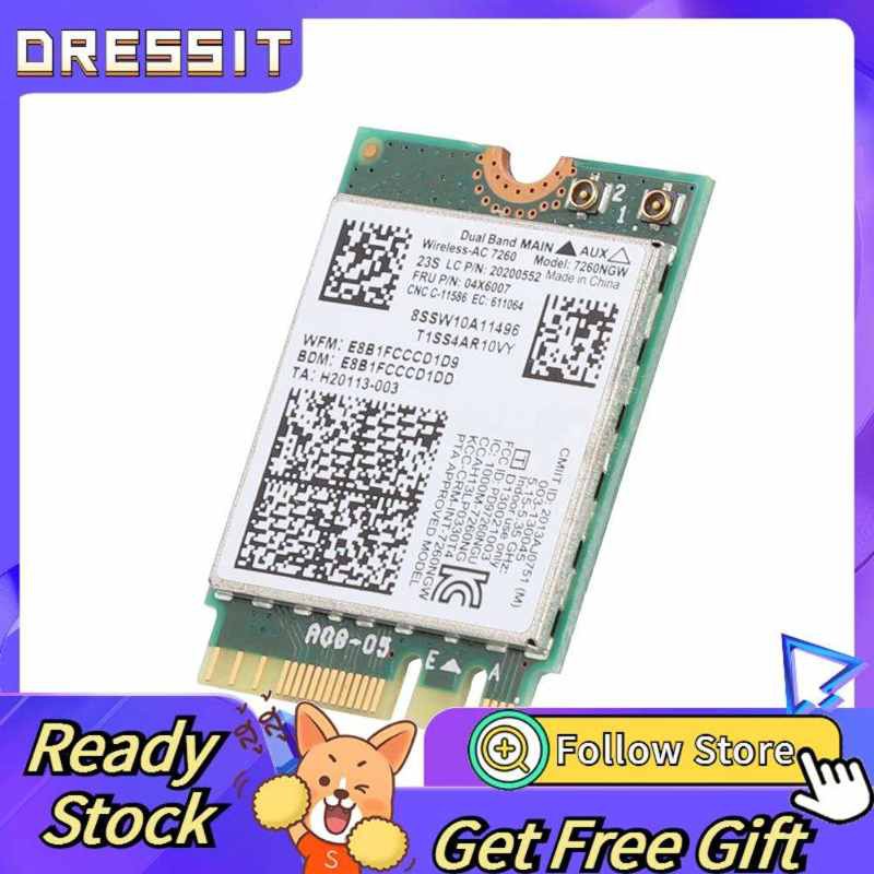 Dressit Dual Band 867Mbps WiFi Wireless Card For Intel 7260AC NGFF/M2 2.4G/5Ghz 802.11ac
