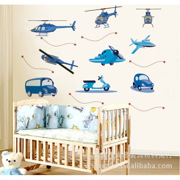 Decal trang trí tường Phượng tiện đi lại đơn giản màu xanh