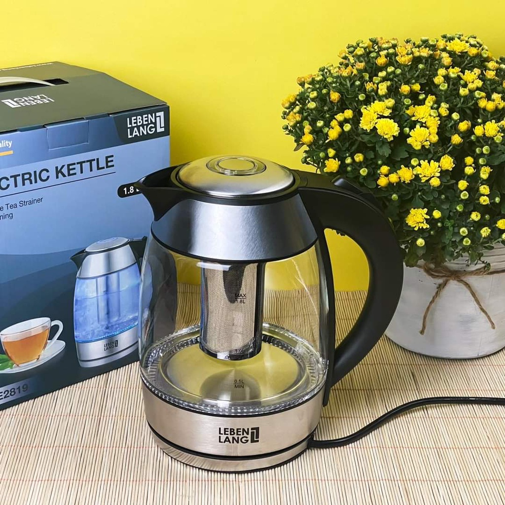 Ấm siêu tốc thủy tinh Lebenlang 1.8L LBE2819 Đức