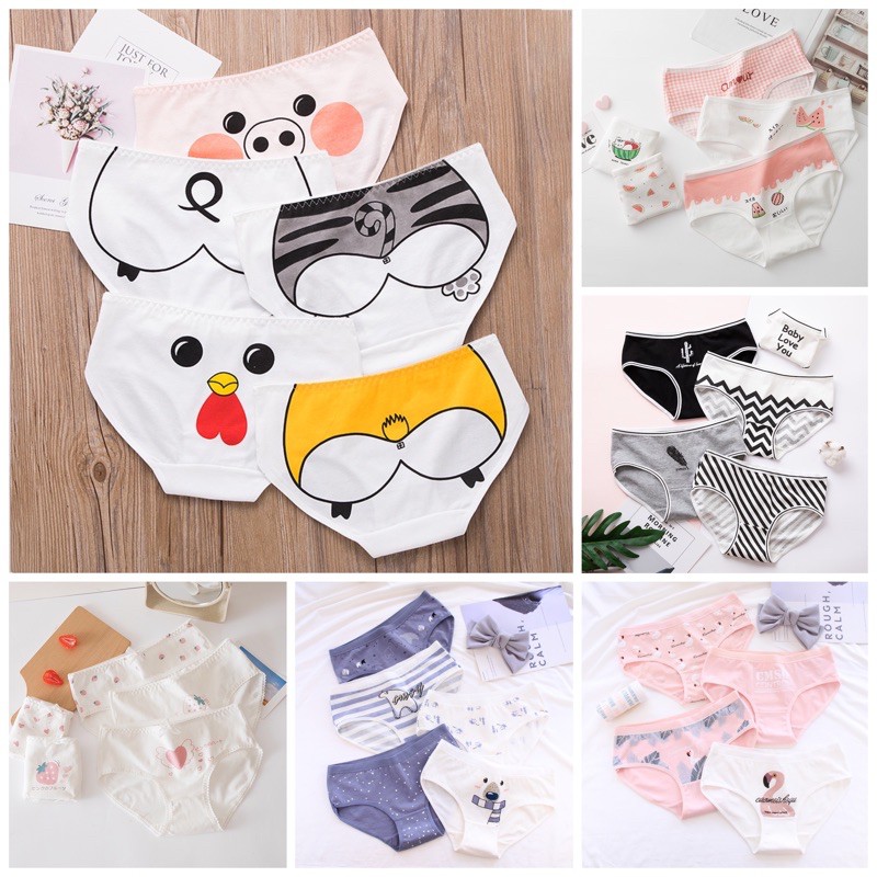 [Che Tên] [Có Size XL] SET 5 Quần Lót Bigsize Chất Cotton Mềm Cạp Thấp Cute Dễ Thương Cho Nữ TOPBRA | BigBuy360 - bigbuy360.vn