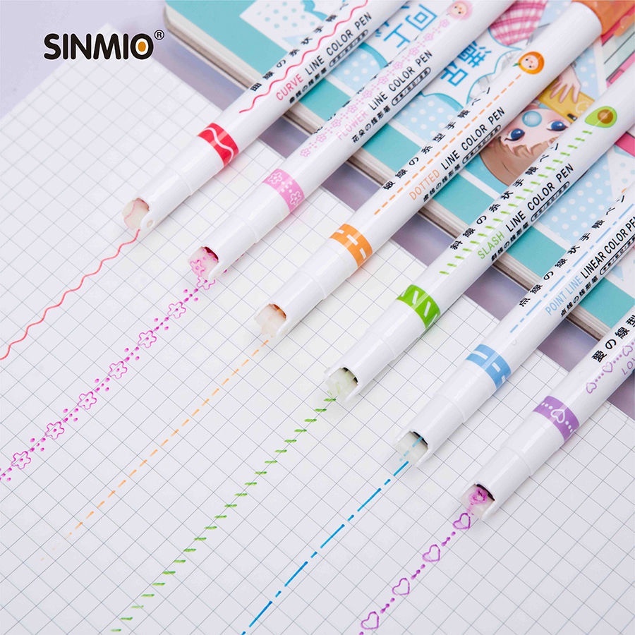 (Quà tặng) Bút kẻ viền họa tiết trang trí sổ - Linear color pen