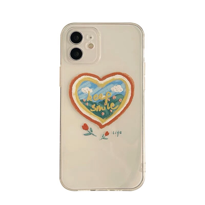 Case điện thoại trong suốt trái tim keep smile