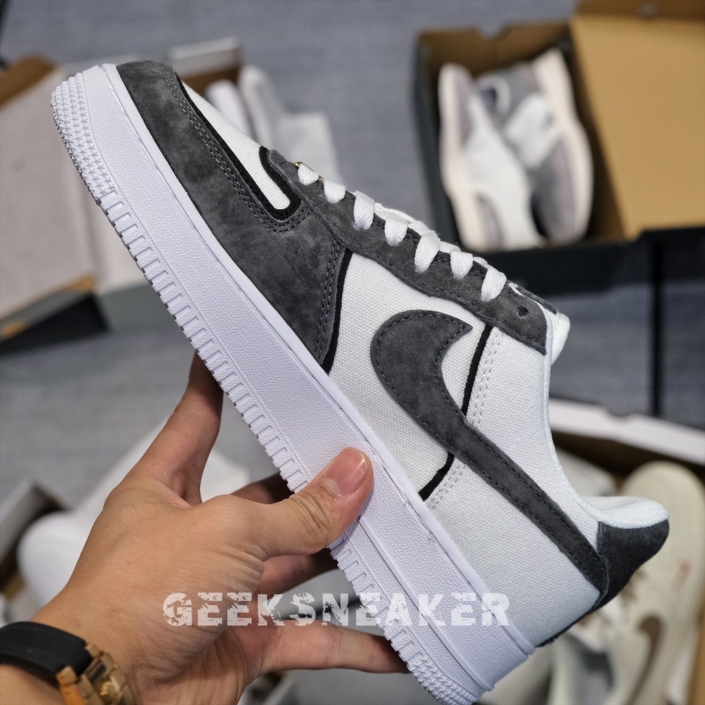 [GeekSneaker] Giày Sneaker Cổ Thấp  Air Force 1 Suede Black White - Da Lộn Đen Trắng Vàng