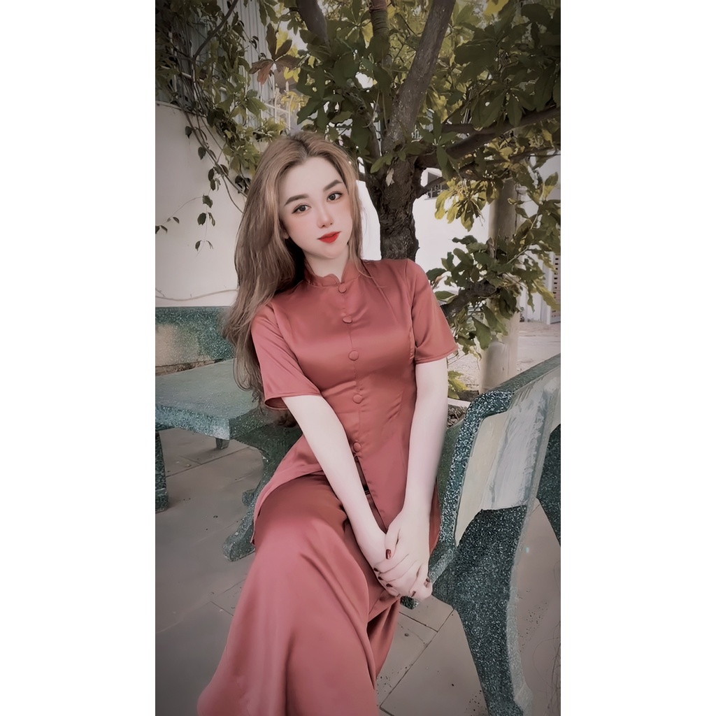 Set đồ lam di chùa vải lụa ngọc trai cao cấp mã d23