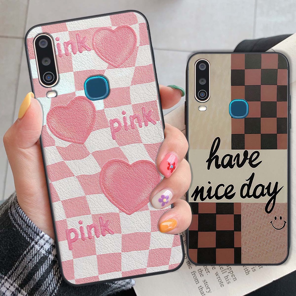 Ốp Vivo U10 / Y12 / Y15 / Y17 caro trái tim cá tính, thời trang siêu đẹp, siêu phong cách