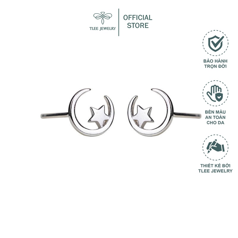Khuyên tai bạc nữ TLEE trăng sao basic cá tính TleeJewelry B0192