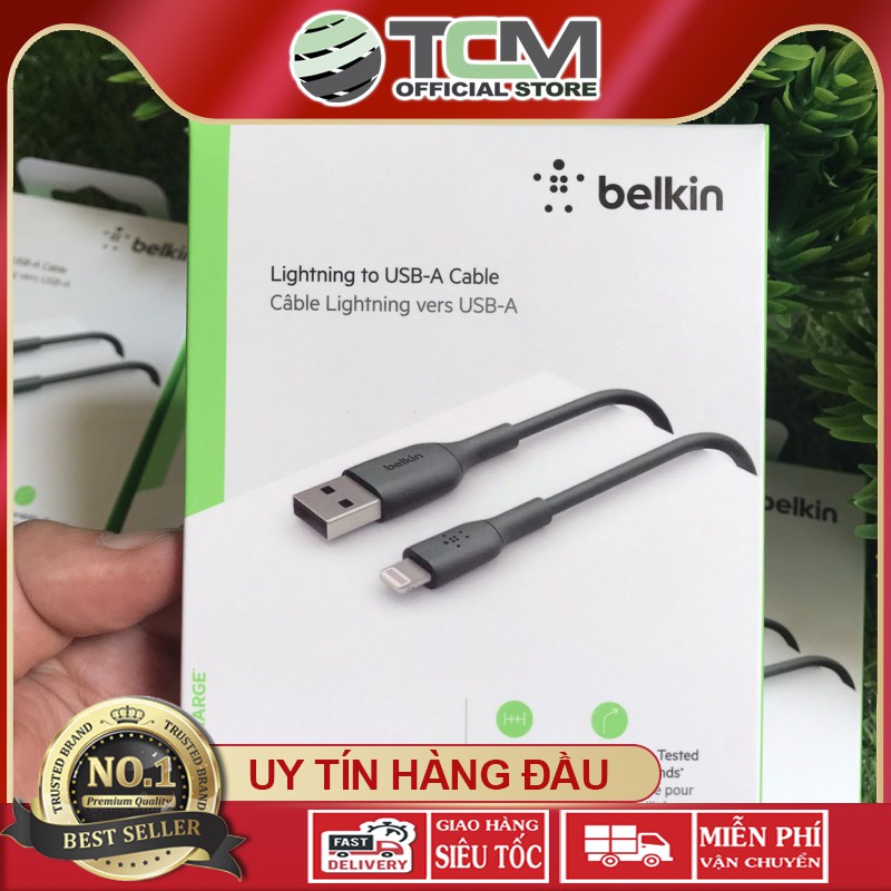 Cáp Sạc Nhanh IPHONE USB - Lightning BELKIN Chính Hãng Của Mỹ, Dài 1m, Bảo Hành 12 Tháng, Ổn Định Dòng Điện, Độ Bền Cao