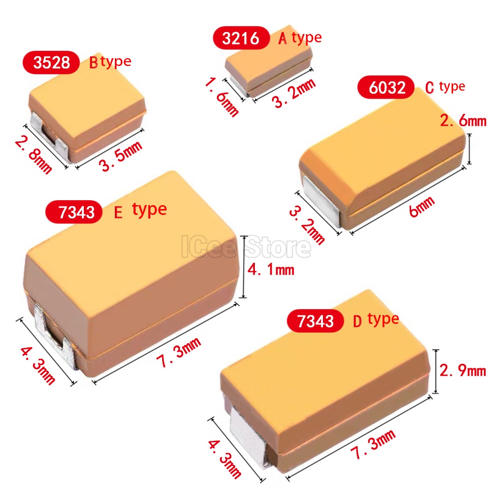 Set 10 Tụ Điện 3216 6.3V 10V 16V 25V 35V 0.1UF 2.2UF 4.7UF 10UF 22UF 47UF 100UF Chất Lượng Cao