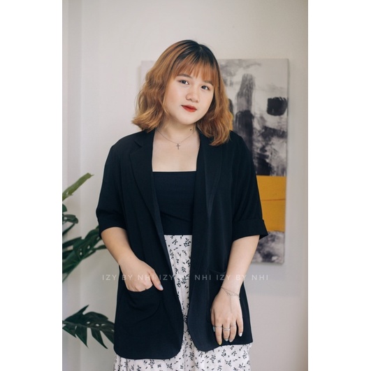 ÁO KHOÁC BLAZER BIGSIZE TAY LỠ CÓ TÚI MỘT LỚP - BLAZER BIG SIZE THIẾT KẾ - IZY BY NHI