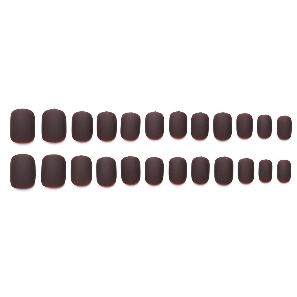 Hộp 24 Móng Tay Giả Đầu Vuông Ngắn Màu Lì Thời Trang Cho Nữ