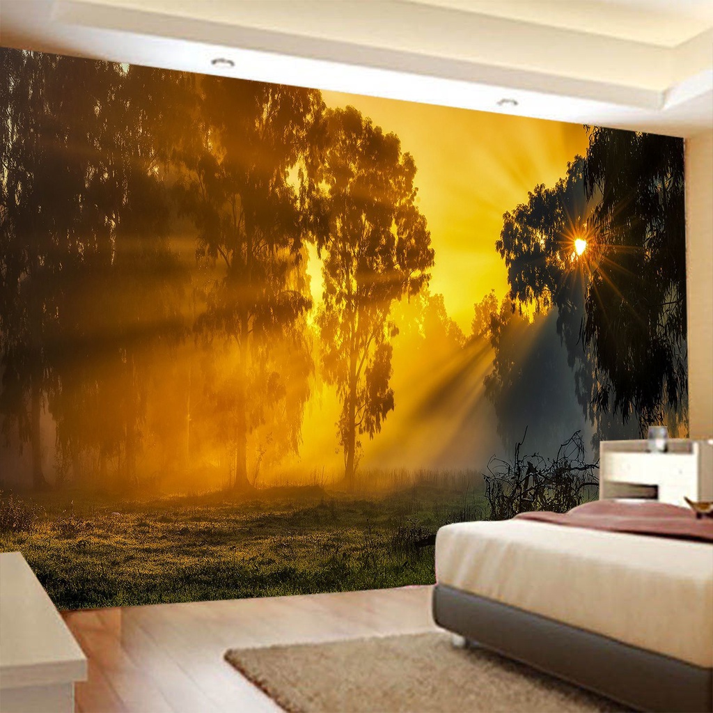 Thảm Treo Tường Họa Tiết Rừng Cây Phong Cách Bắc Âu Trang Trí Nhà Cửa