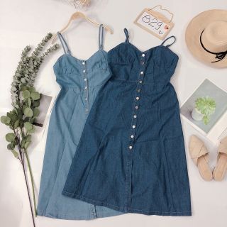 Đầm Jean 2 dây cúp ngực-Đ829
