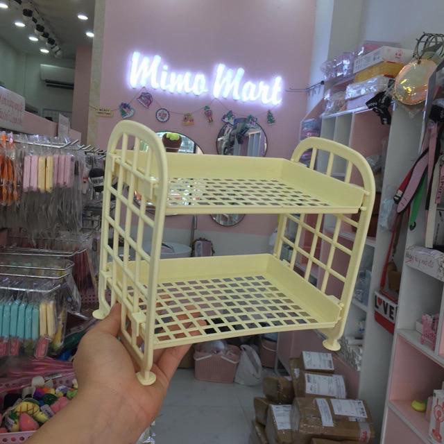 Kệ để đồ 2 tầng HAKI, kệ nhựa mini đa năng decor trang trí để sách đồ đùng văn phòng phẩm