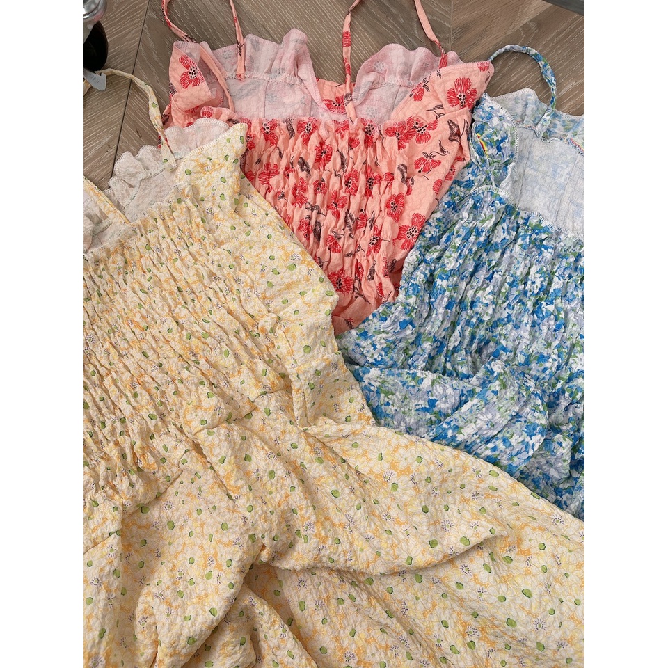 Set váy 2 dây hoa nhí mix áo khoác ngoài mongtoghi 2 món TH327