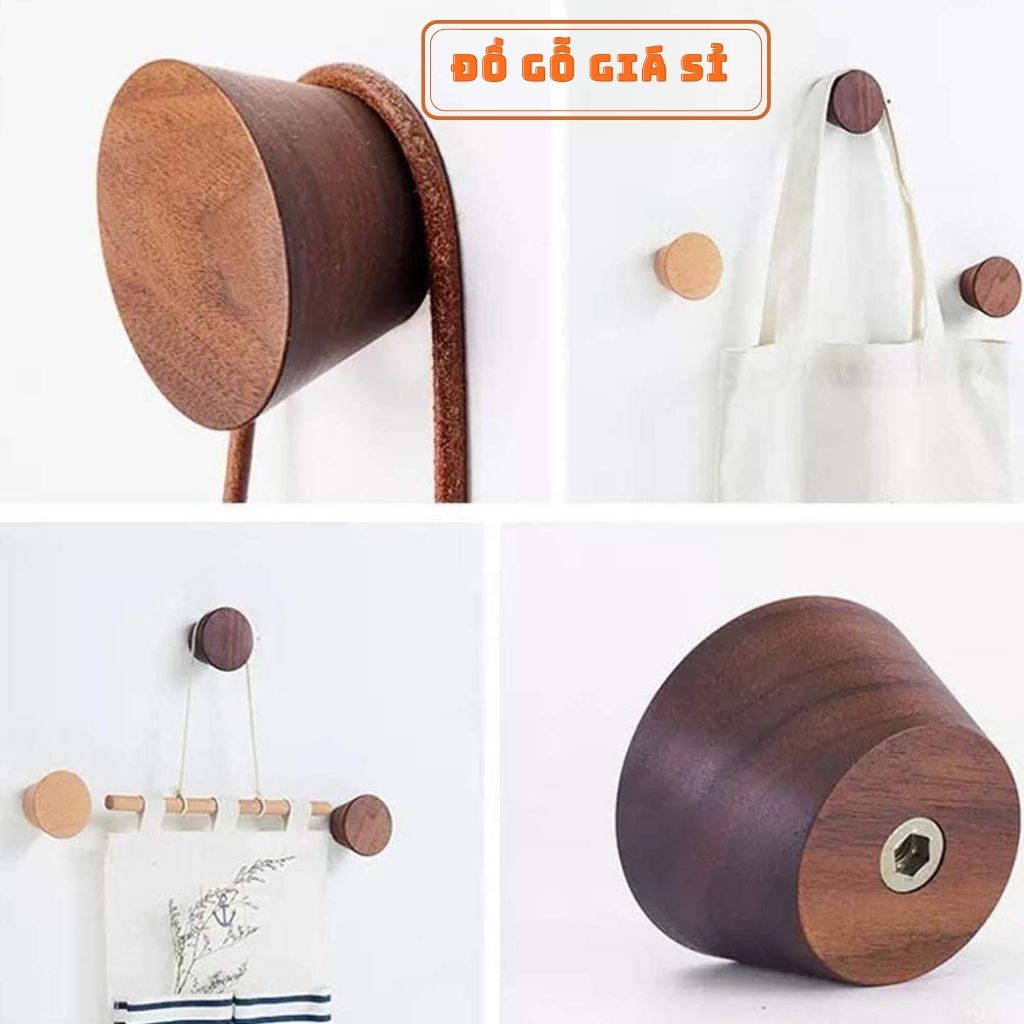 Móc Treo Tường ĐỒ GỖ GIÁ SỈ Hình Nón Đa Năng 100% Gỗ Tự Nhiên Vừa Dán Vừa Khoán Vít, Siêu Chịu Lực