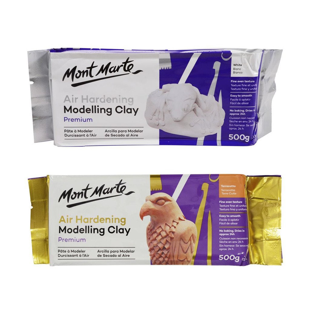 [Hỏa Tốc HCM] Đất Sét Tự Khô Mont Marte Premium 500g - Trắng/Nâu