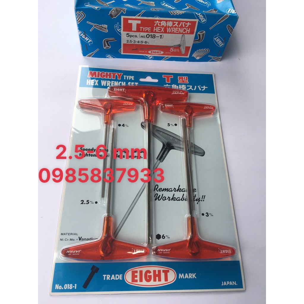 Bộ lục giác chữ T 2.5-6 mm 5 chiếc 018-1 Eight Nhật vặn ốc lục giác tại Máy cầm tay NTT dễ dàng hiệu quả nhanh chóng
