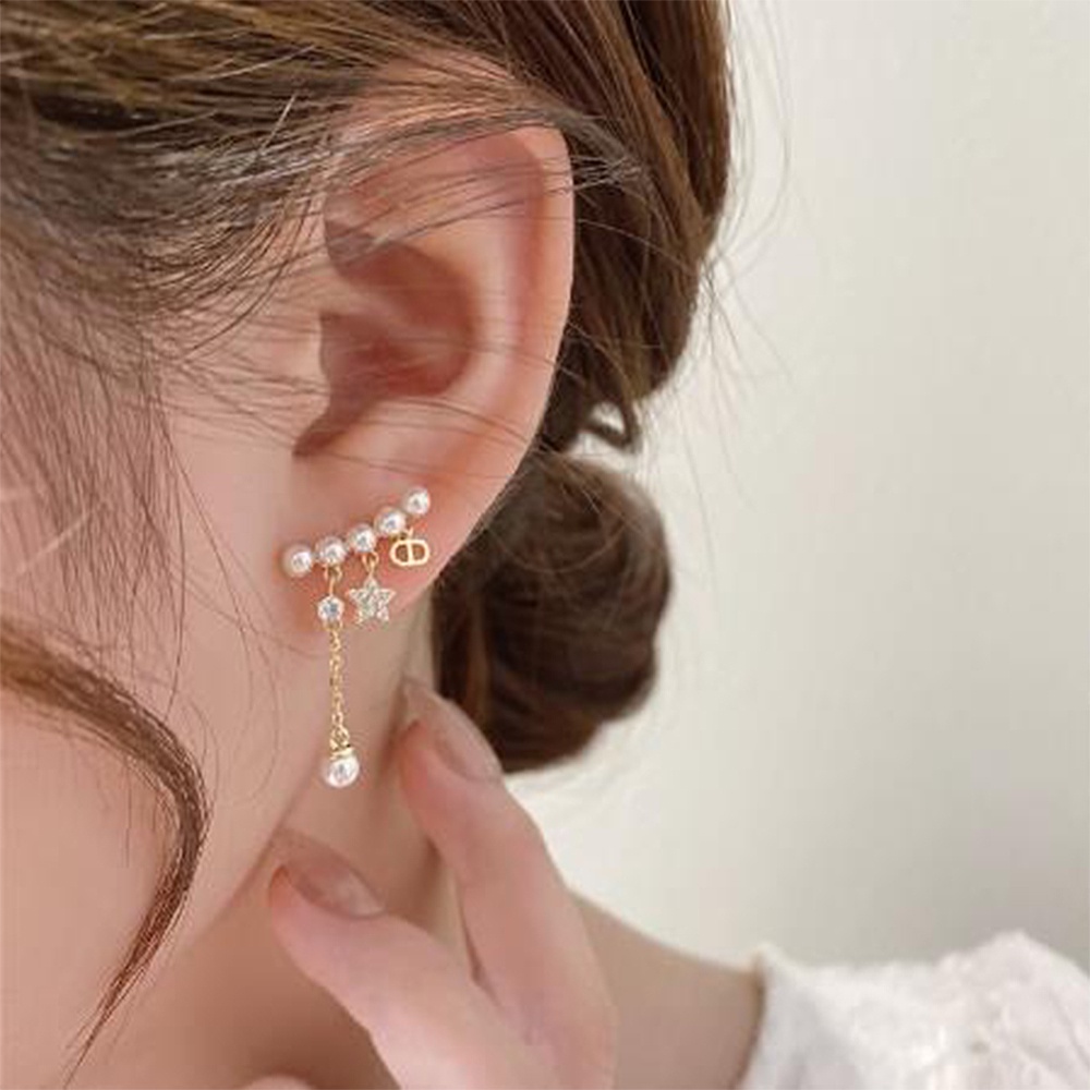 Bông tai hình ngôi sao đính ngọc trai nhân tạo thời trang sang trọng