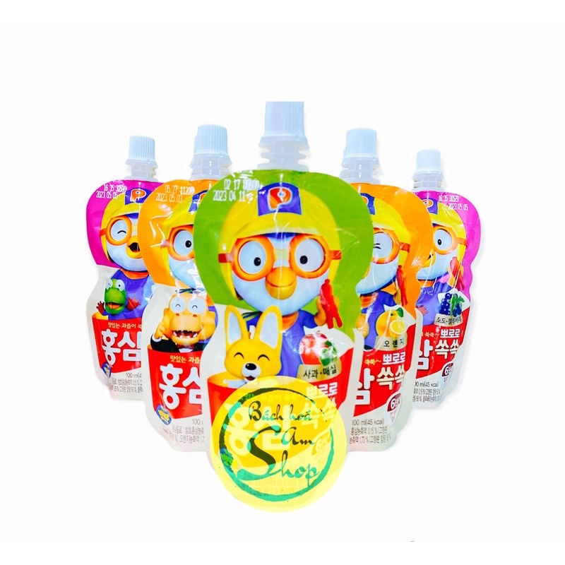 Nước Hồng Sâm Trái Cây Pororo Paldo Hàn Quốc 100ml (3 Vị)