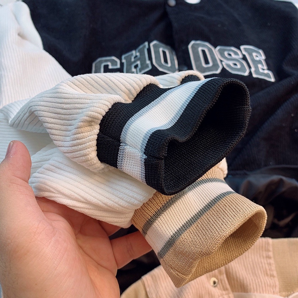 Áo Bomber phối tay, áo khoác kaki nhung Form rộng , UNISEX nam nữ mặc đẹp