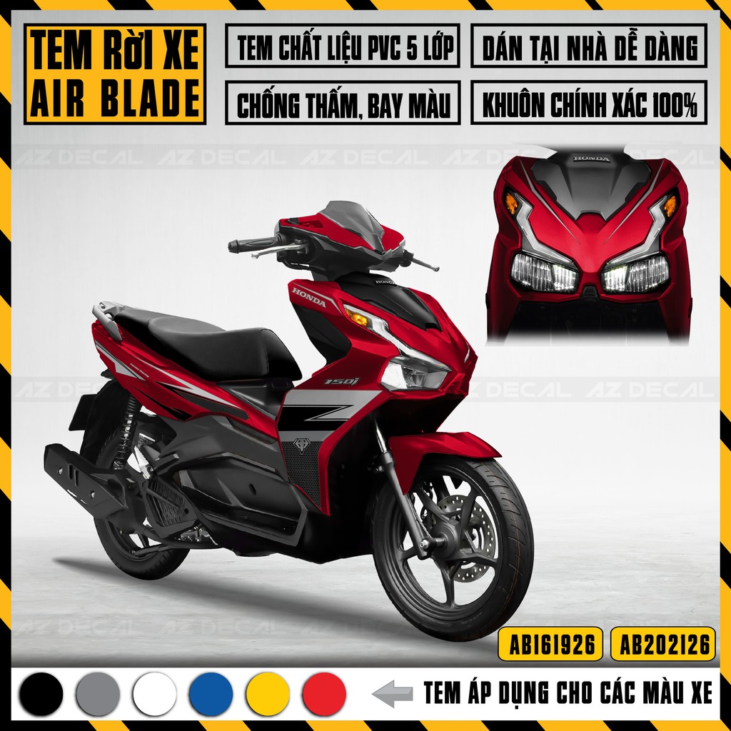 Tem Xe Airblade Mới Nhất Cho Xe AB 2016 - 2022 | AB26 | Chất Liệu Decal Chống Thấm Nước, Chống Phai Màu