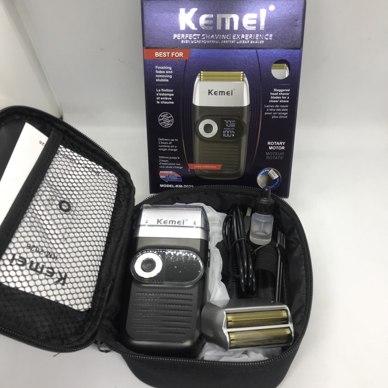 Máy cạo râu Kemei 2026 Có Dao Cắt Râu Dài Công suất 5W Cạo Sát Không Rát Sạch Gọn
