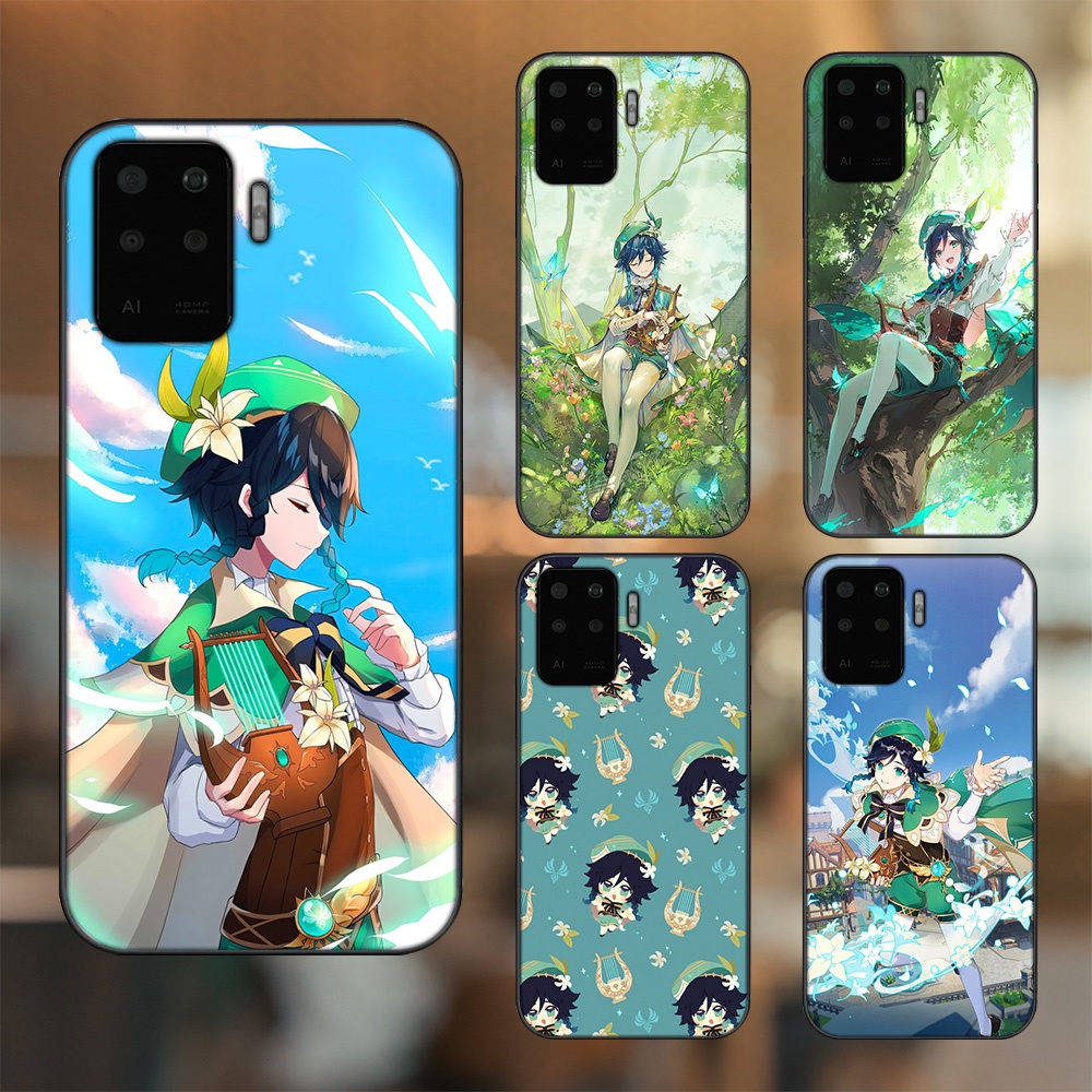 Ốp lưng Oppo A94 viền đen in hình Venti Genshin Impact