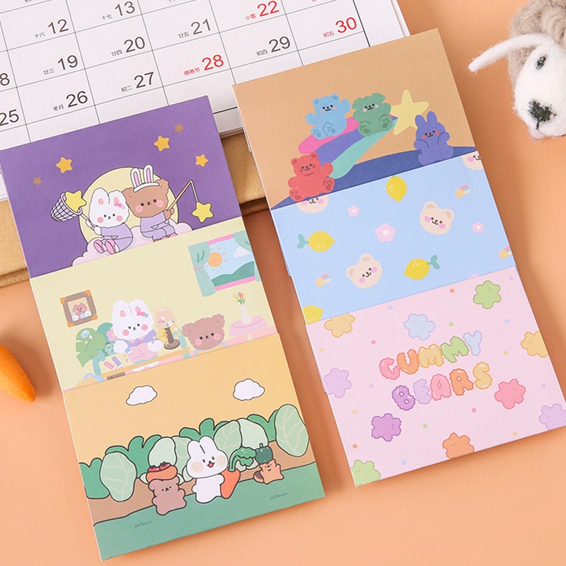 Set 6 thiệp chúc mừng lễ tạ ơn hình gấu hoạt hình đáng yêu