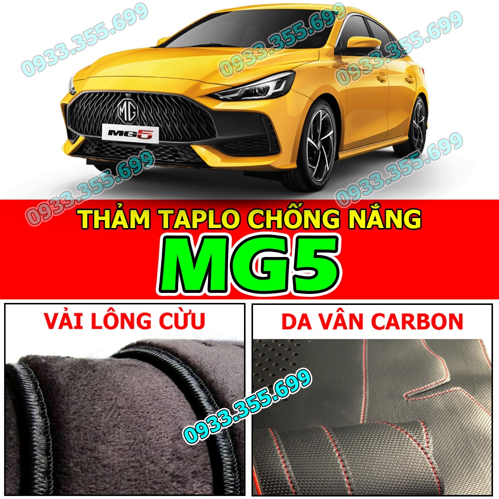 Thảm Taplo MG MG5 bằng Nhung lông Cừu hoặc Da vân Carbon, Da vân Gỗ 2022 2023