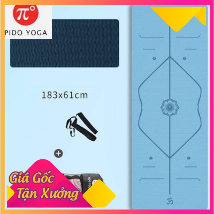 Thảm tập Yoga Định tuyến chất liệu TPE 6mm PIDO – Tặng kèm túi đựng và dây buộc