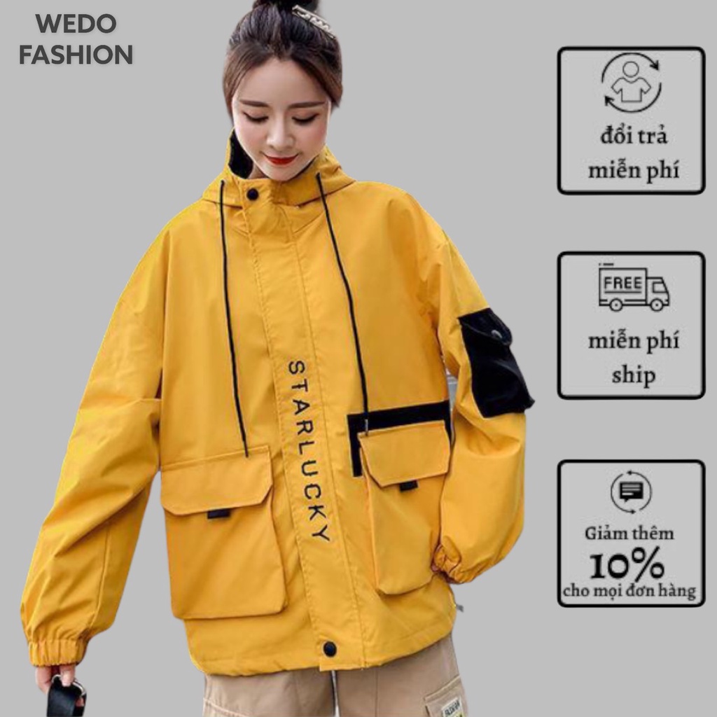 Áo khoác kaki nữ STARLUCKY, vải kaki mềm mịn lót dù, thiết kế sành điệu siêu cá tính WEDO