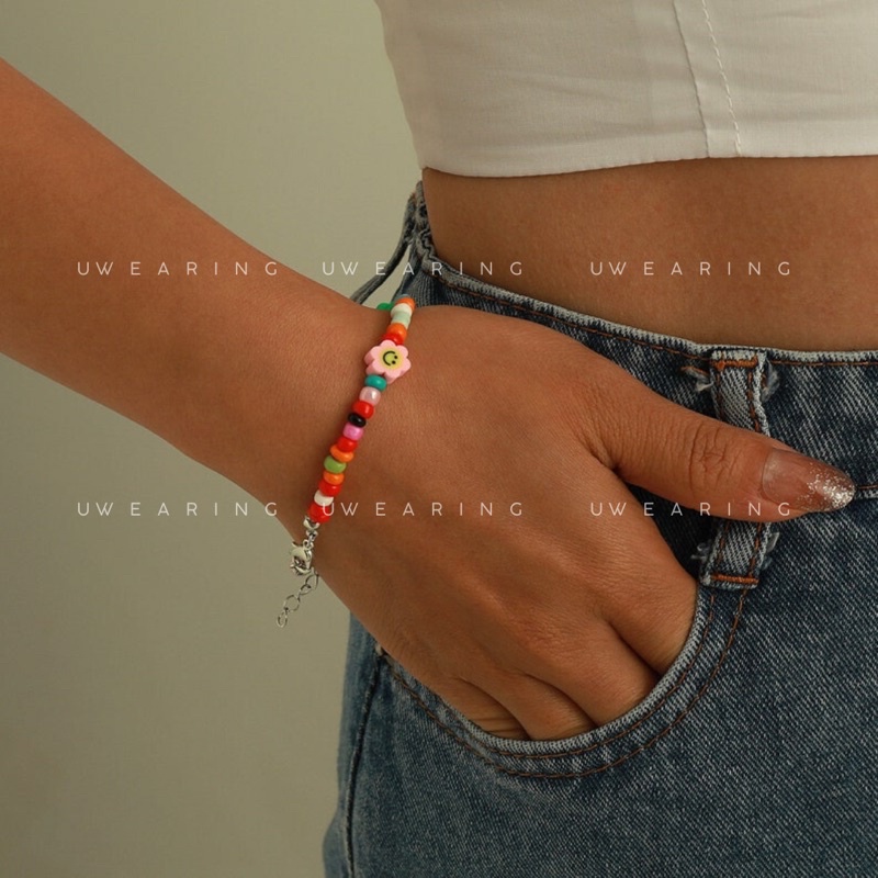 Vòng cổ hạt cườm, vòng tay hạt cườm charm hoa màu sắc stella