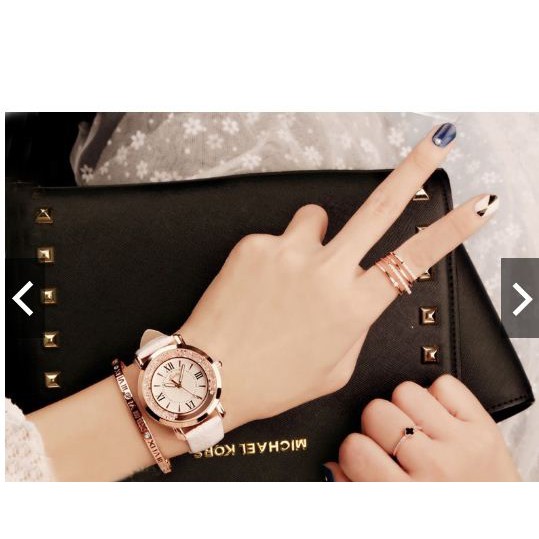 Đồng Hồ Nữ Lsvtr Dây Da Mặt Kim Loại 9025