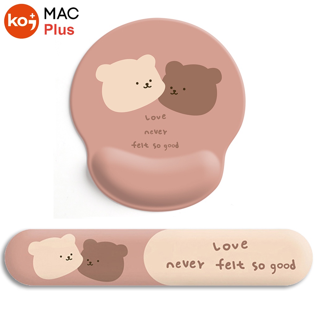 Bộ Lót Chuột Đệm Kê Tay Bàn Phím Gấu Xinh (Đế Chống Trượt, Di Chuột Dễ Dàng, Decor Máy Tính, Văn Phòng, Sinh Viên,...)