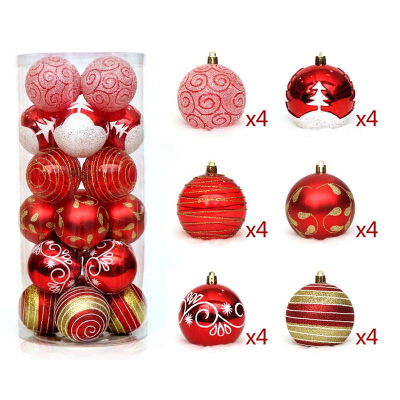 Set 12/ 24 quả châu 6cm xinh xắn dành cho trang trí cây thông noel
