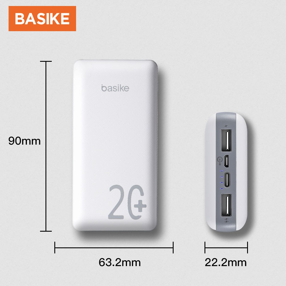 Sạc Dự Phòng BASIKE Đèn LED Hai Đầu Ra 20000mAh Kèm Cáp Sạc