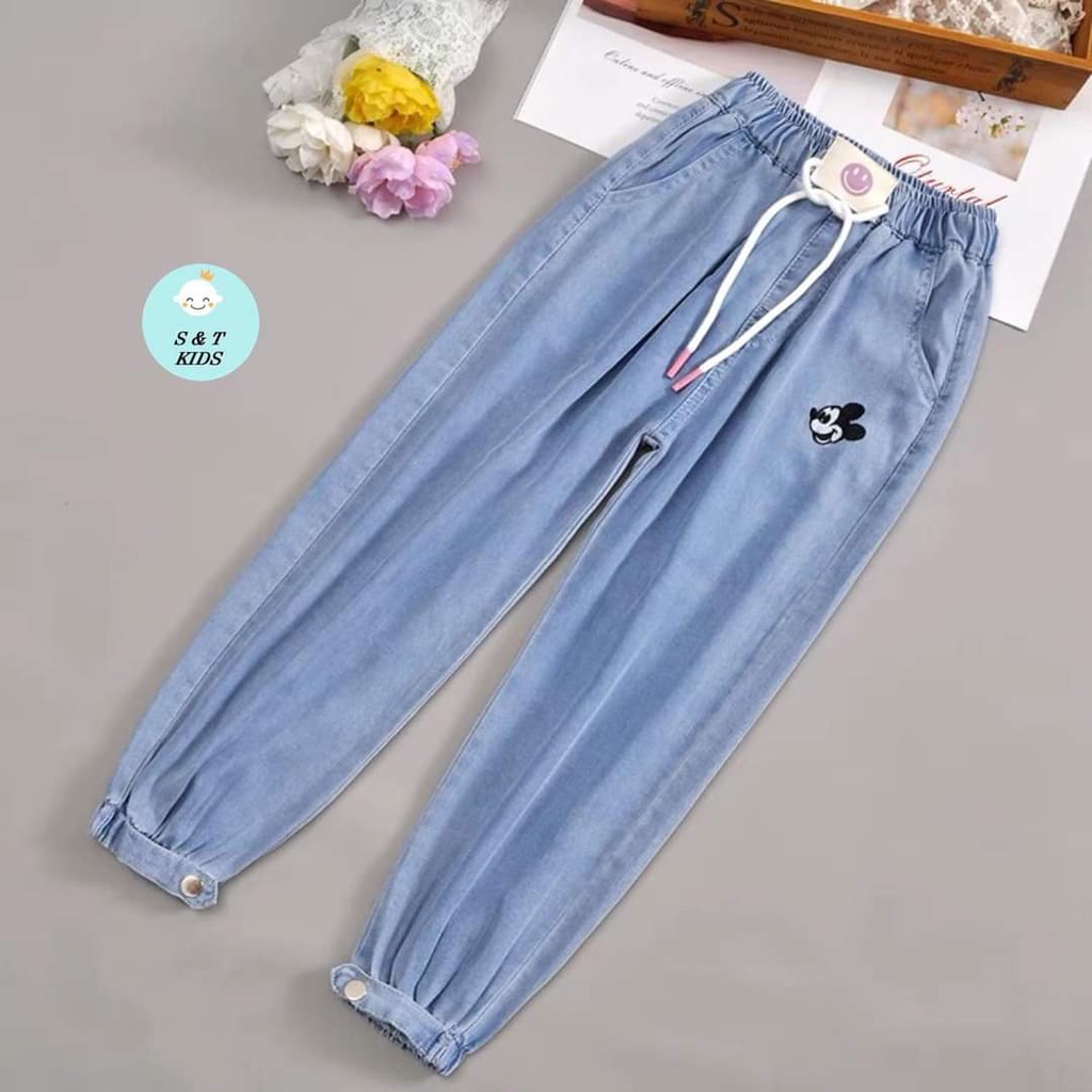 Quần jeans/ bò giấy bo gấu phong cách hottrend cho bé gái 20-27kg