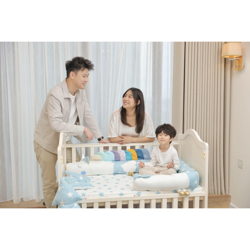 Quây cũi dài hình con thú cho bé RUNA KIDS chất liệu Cotton Hàn 100% cao cấp, bảo vệ an toàn giấc ngủ cho bé