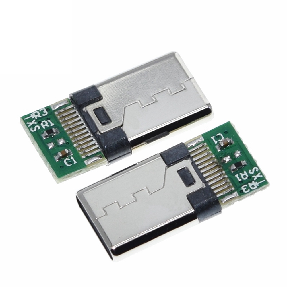Set 10 đầu nối chuyển đổi bo mạch PCB cắm đầu/cổng vỏ đồng USB 3.1 Type C dây cáp hàn truyền dữ liệu sạc 12/24 chấu