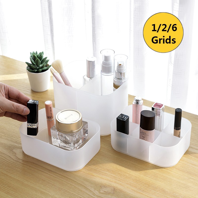 (Hàng Mới Về) Hộp Nhựa 1 / 2 / 6 Ngăn Đựng Đồ Trang Điểm Để Bàn Tiện Dụng