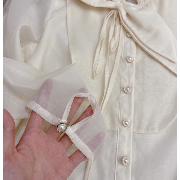 ÁO Sơ Mi NƠ HOA NGỌC CỔ YẾM 💎 xứng đáng được ce rước về lắm nha ! ☘️Chất tơ nến đẹp, lên phom, áo có lót | BigBuy360 - bigbuy360.vn