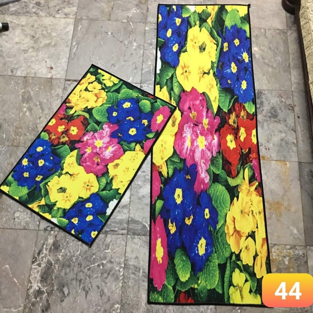 Bộ 2 thảm bếp 3D,chống trơn trượt (40*60 + 40*120 cm)-hoa hướng dương
