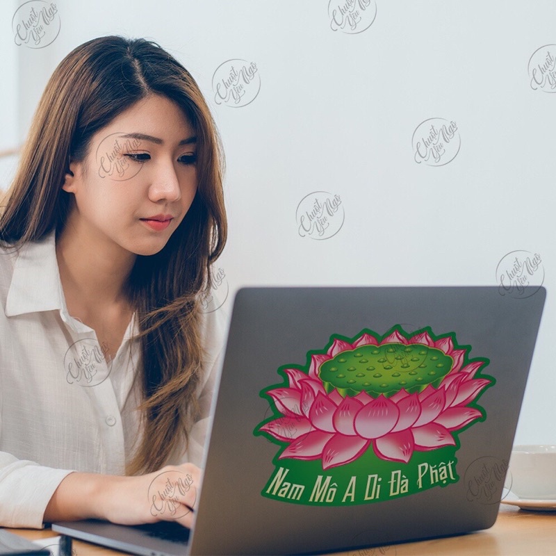 Combo 2 miếng Hoa Sen Phật kích thước lớn dán xe ôtô trang trí nhà của nhà cửa tủ lạnh, cầu may mắn bình an NT 98