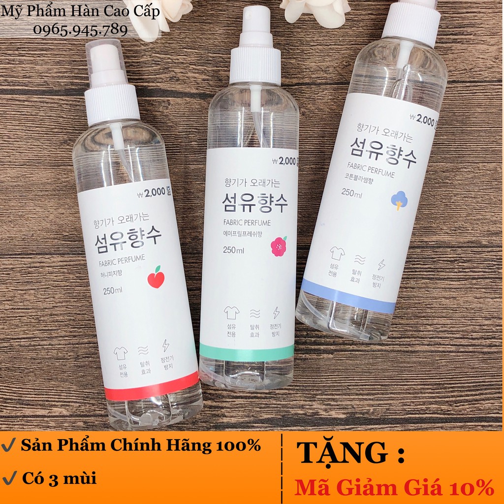 Xịt Thơm Quần Áo 💖 Freeship Từ 150K 💖 💖 Xịt Quần Áo Hàn Quốc FABRIC FERFUME 250ml