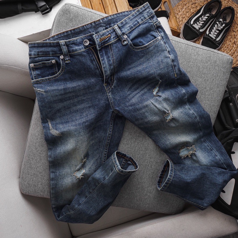 [⚡GIẢM SÂU⚡️VNXK] Quần jean nam co giãn slimfit xuất xịn - màu bụi rách | BigBuy360 - bigbuy360.vn