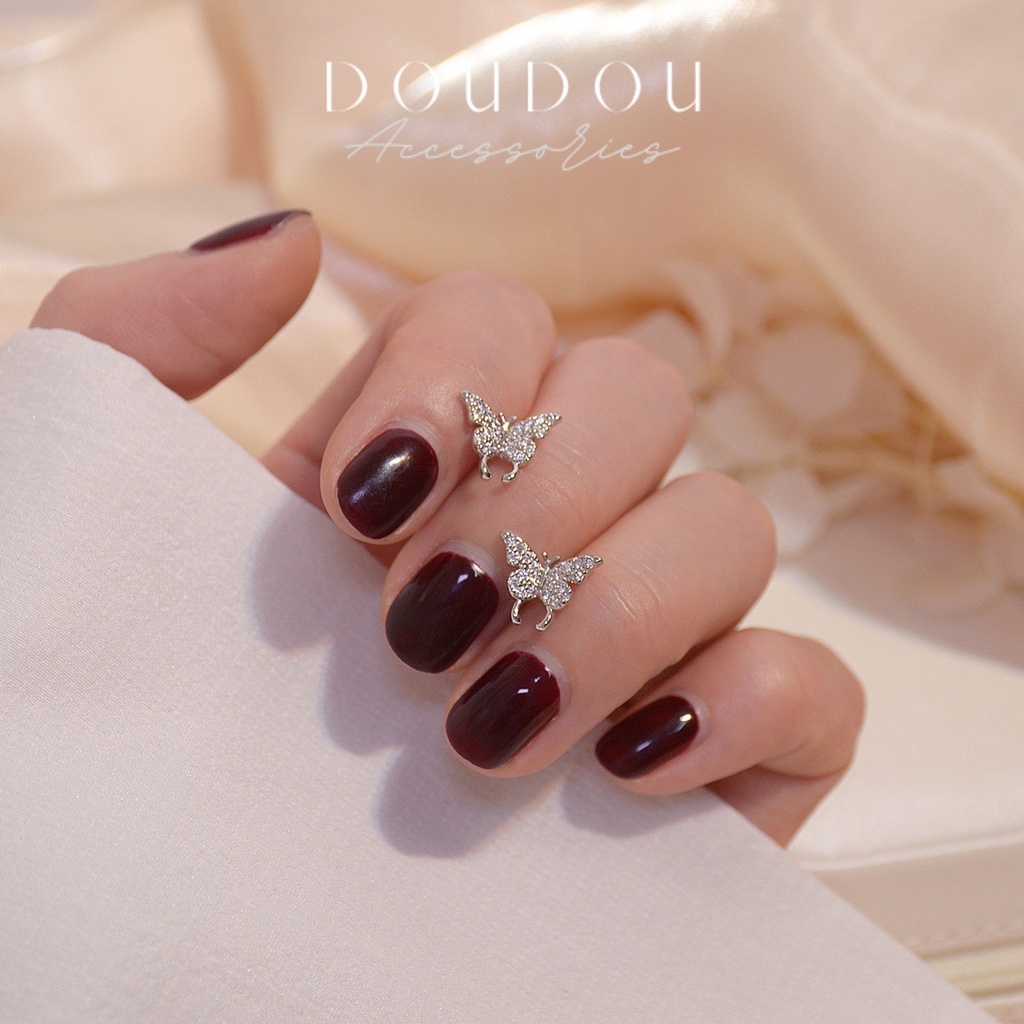 Bông tai nữ Doudou Phụ kiện Set khuyên hoa tai nữ hình bướm 5 chiếc phong cách Hàn Quốc thời trang chuôi bạc 925 EH023