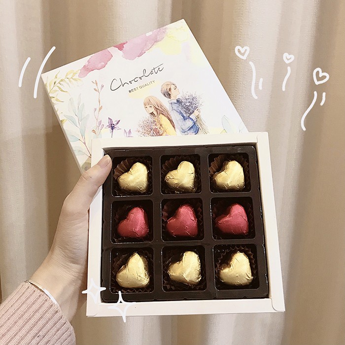 Socola quà tặng Tình yêu màu nắng - Hộp 9 viên kèm túi quà dễ thương | BigBuy360 - bigbuy360.vn