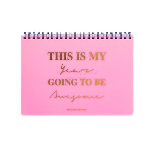 Sổ Tay Lò Xo ARTBOX Hàn Quốc Viết Kế Hoạch Hàng Tháng Bìa Màu Hồng Còng Xanh Dương Nổi Bật